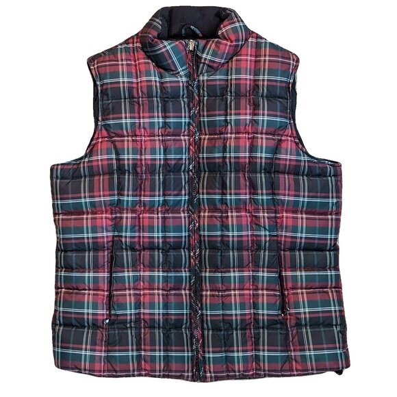 Eddie Bauer Premium Goose Down Tartan Plaid Vest Size L Preowned - Picture 1 of 4